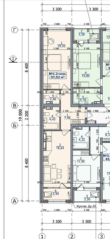 57: 2 комнаты, 58 м², Улан мкр Элитка, 2 этаж, ПСО (под самоотделку) — 8
