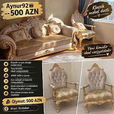 mebel materiali: Aynur92👑kod4095 Qiymet-- 500 AZN -- Klassik və çox zövqlü mebel dəsti — 1