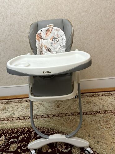 Yemək masaları, oturacaqları: Kidilo uşaq yemək stulu - Rəng: boz-ağ, naxışlı yumşaq içlik yastığı — 2