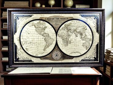 Картины: Элегантное настенное панно с изображением карты мира по версии — 15