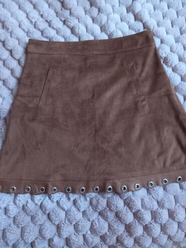 kožna suknja kombinacije: XS (EU 34), S (EU 36), Mini, color - Brown