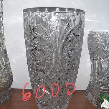 Вазы: Набор гранёных ваз из прозрачного хрусталя/стекла с глубоким алмазным — 1