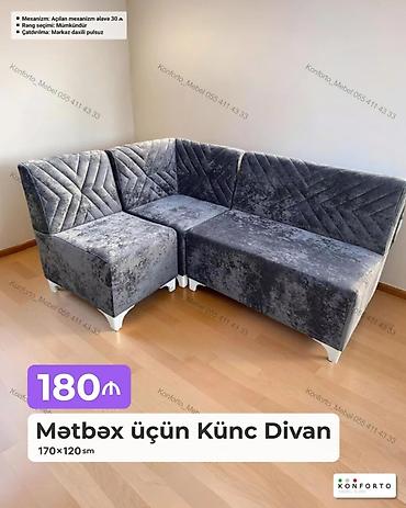 Divanlar: Mətbəx üçün Künc Divan — 170×120 sm - Rahat L şəkilli dizayn, mətbəx — 1