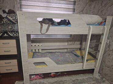 кровать ярус: Балдар үчүн эки ярустуу, ЛДСП, түсү - Боз