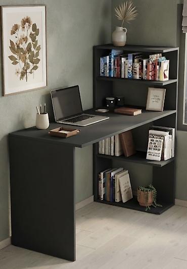 komputer kontakt home: Künc masa, Polkalı, Siyirməsiz, Teksturalı laminat — 2