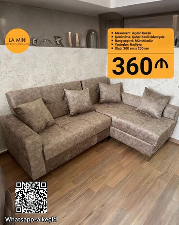qizlar ucun hediyyeler: Künc divan, Açılan, Bazalı, Süni dəri, Şəhərdaxili pulsuz çatdırılma