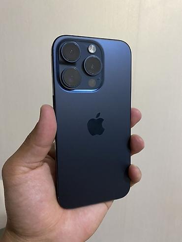 Apple iPhone: IPhone 15 Pro, Б/у, 128 ГБ, Blue Titanium, Защитное стекло, Чехол, Коробка, 85 % — 2