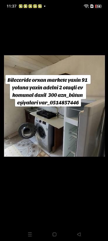 60 kv. m, 2 otaqlı, Kombi, Qaz, İşıq