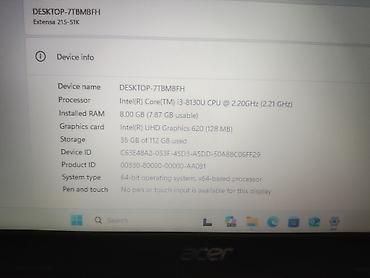 ucuz notebook tavsiye: Acer Extensa 215-51K noutbuk Xüsusiyyətlər: - Prosessor: Intel Core — 2