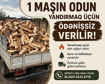 odun pecləri: Yandırmaq üçün odun – 1 maşınlıq həcm - Tam yanmaya uyğun kəsilmiş — 1