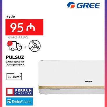 Kondisioner Gree, Yeni, 85-90 kv. m, Split sistem, Kredit var, Pulsuz quraşdırılma
