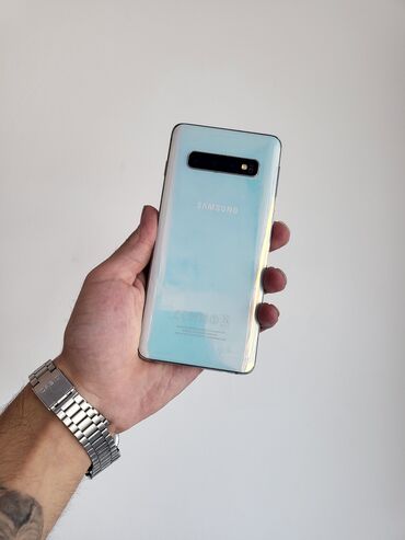 samsung gear s4 qiymeti: Samsung Galaxy S10, 128 ГБ, цвет - Голубой, Кнопочный, Отпечаток пальца
