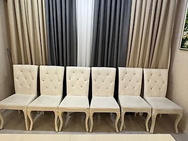 islenmis masa: Qonaq otağı üçün, İşlənmiş, Açılan, Dördbucaq masa, 6 stul — 3