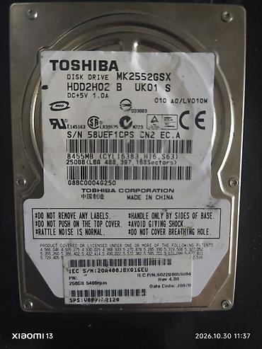 ssd 2 5: Toshiba 2.5" HDD – MK2552GSX Sağlığı 20%-dir o sebebden qiymeti — 1