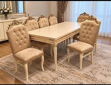 Masa Desti. 600azn. masa açılır. 8 stulla. ideal veziyyetde. 1 ildi