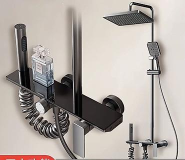 Смесители для ванны и душа: Душевая система с электронным термостатом и верхним тропическим душем — 8