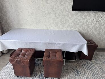 копилка на 100 тысяч сом таблица: Кухонный стол и стул, цвет - Коричневый