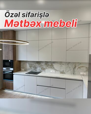 ремонт кухни в хрущевке: Özəl sifarişlə mətbəx mebeli - Minimalist və modern dizayn: hamar