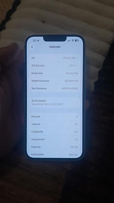 iphone xarab: IPhone 16e, 128 GB, Gümüşü, Zəmanət — 4