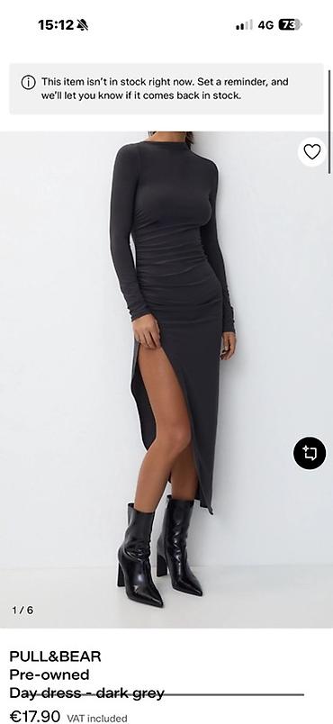pull and bear jeans: PULL&BEAR midi haljina sa dugim rukavima i visokim šlicem - — 4