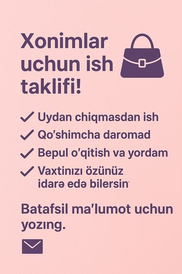 Медицина, фармацевтика: Xanımlar üçün iş təklifi - Evdən çıxmadan işləmək imkanı - Qoşma