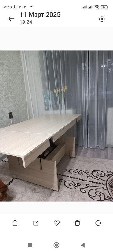 кухонный стол с полками: Стол для зала, Б/у, Складной, Прямоугольный