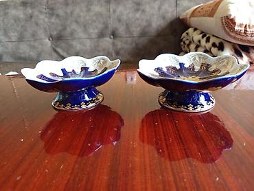 Digər dəstlər və servizlər: Məişət qabları dəsti 2ci əl - 2 ədəd dekorativ porselen oval boşqab — 6