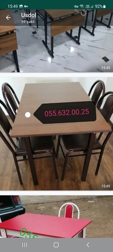 Sifarişlə masa və oturacaq dəstləri: Dördbucaq masa, Mətbəx üçün, Dəhliz üçün, Eyvan üçün, Digər adam sayı, Açılmayan, Azərbaycan, Zəmanətli — 25