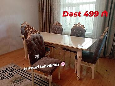 nerjaveka stol: Klassik yemək otağı dəsti - Dəst: 1 masa + 6 stul - Üslub — 1