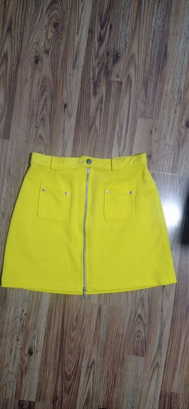 zvonasta suknja: M (EU 38), L (EU 40), XL (EU 42), Mini, color - Yellow
