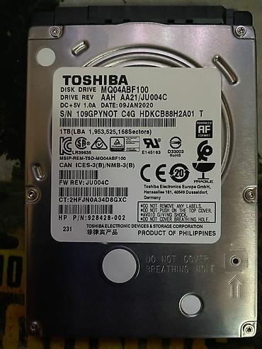 hard disk pc: Toshiba 2.5" HDD – MQ04ABF100 - Tutum: 1TB (LBA 1,953,525,168 sektor) — 1