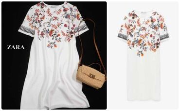 lanene haljine beograd: Zara M (EU 38), color - White, Oversize, Short sleeves