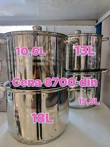 Set inox šerpi velikog kapaciteta – 4 komada sa poklopcima. Zapremine