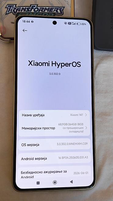 tvs oled: Xiaomi 14T – 8GB RAM / 256GB skladište, HyperOS 3.0.302.0 na Androidu — 2