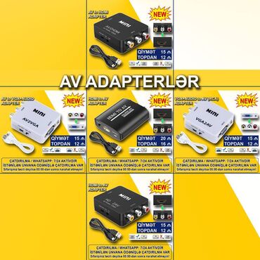 kabel aux: AV/RCA/Tülpan Adapterlər 🚚Metrolara və ünvana çatdırılma var