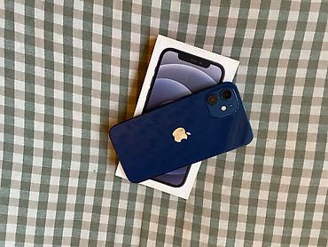 iphone 1e: IPhone 12, Б/у, 128 ГБ, Синий, Защитное стекло, Чехол, Коробка, 70 % — 1
