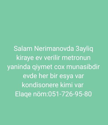 Uzunmüddətli kirayə mənzillər: Basqa ne suallariniz olsa elaqe saxlayin