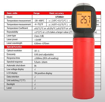 lazer utu: Infraqırmızı termometr Model: UNI-T UT 300A+ Müxtəlif səthlərin — 3