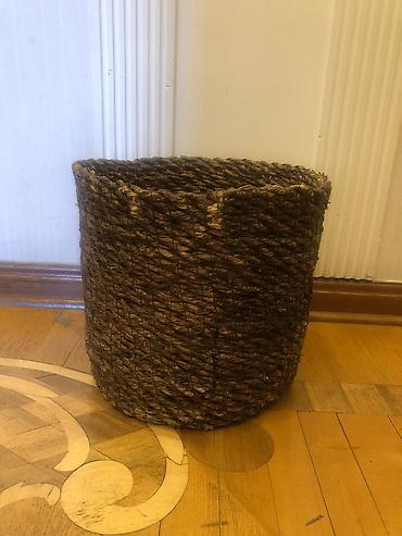 Sandıqlar: Təbii lifdən hörülmüş dekorativ səbət - Material: təbii lif/hasır — 1