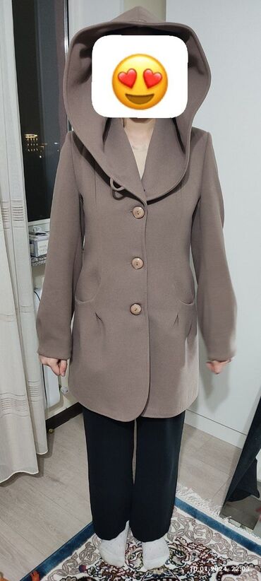 турецкие пальто женские: Пальто, Осень-весна, Короткая модель, С капюшоном, M (EU 38)