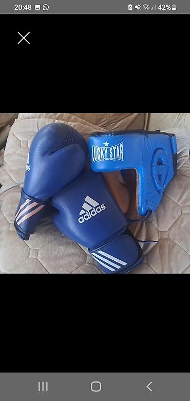 boks kask: Məhsul: Boks dəsti - Brendlər: Adidas (əlcək), Lucky Star (başlıq) - — 1