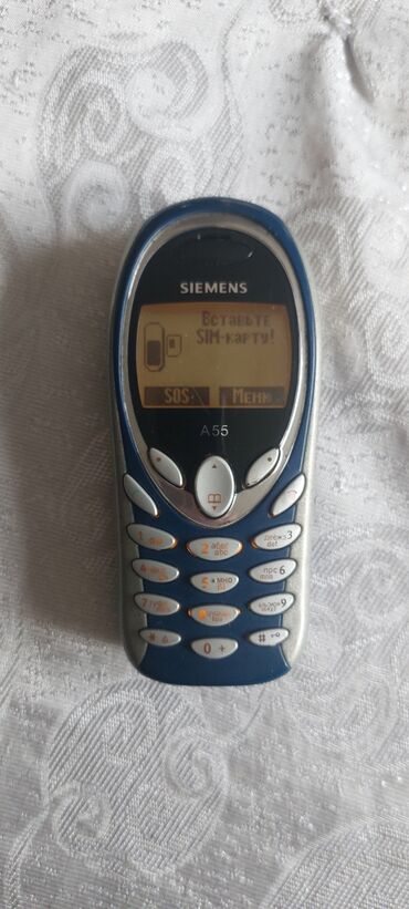 retro telefon: Siemens A55, rəng - Göy, Düyməli