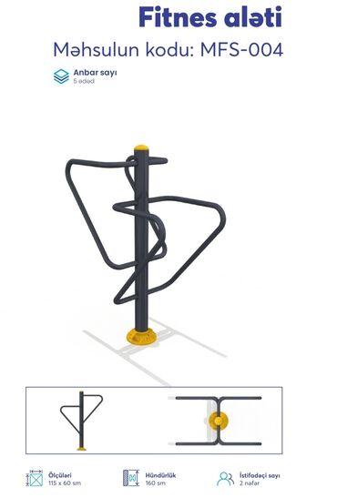 Digər trenajorlar: Açıq hava fitnes avadanlıqları – sarı/qrafit rəng palitrası, metal — 5