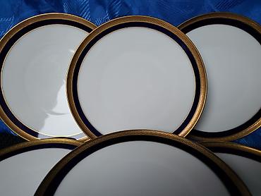 Ostali antikviteti: Lux tanjiri 1939g+ porcelan,kobalt,24na.pozlata Heinrich & Co — 6