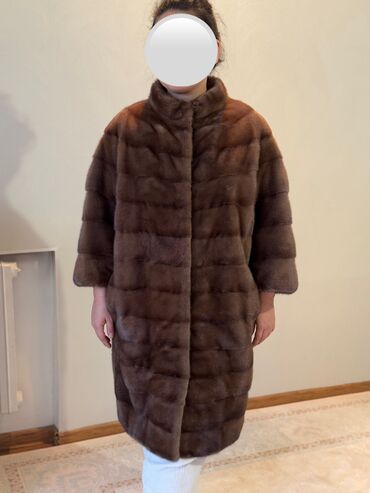 Шубы: Шуба, Норка, По колено, Италия, 2XL (EU 44)