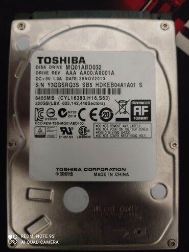 Продаю жёсткий диск для ноутбука Toshiba 320gb Состояние 100% Битые