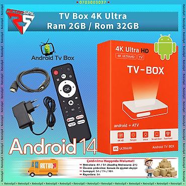 tv box smart: Yeni Smart TV boks TV box 4 GB / 32 GB, Android, Ünvandan götürmə, Pulsuz çatdırılma, Ödənişli çatdırılma — 1