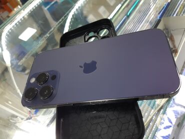 Apple iPhone: IPhone 14 Pro Max, Б/у, 128 ГБ, Deep Purple, Защитное стекло, Чехол, Кабель, 100 %