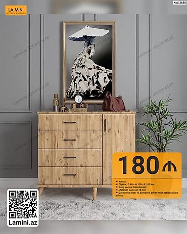 Komodlar: Komod – Skandinaviya tərzində taxta teksturalı model - Ölçülər — 1