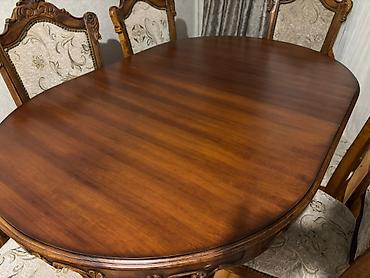 Mebel: Qonaq otağı üçün, İşlənmiş, Açılan, Oval masa, 6 stul — 2